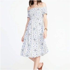 Old Navy Floral Bohemian Cottagecore Off the Shoulder Shift Smocked Dress XXL